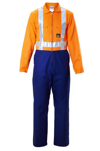 Overalls Hard Yakka Day/Night Polycotton Zip Royal Blue/Orange