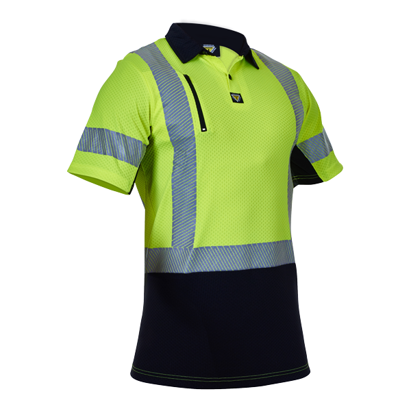 Polo Premium D/N Hi Vis Yellow/Black Short Sleeve - Image 2