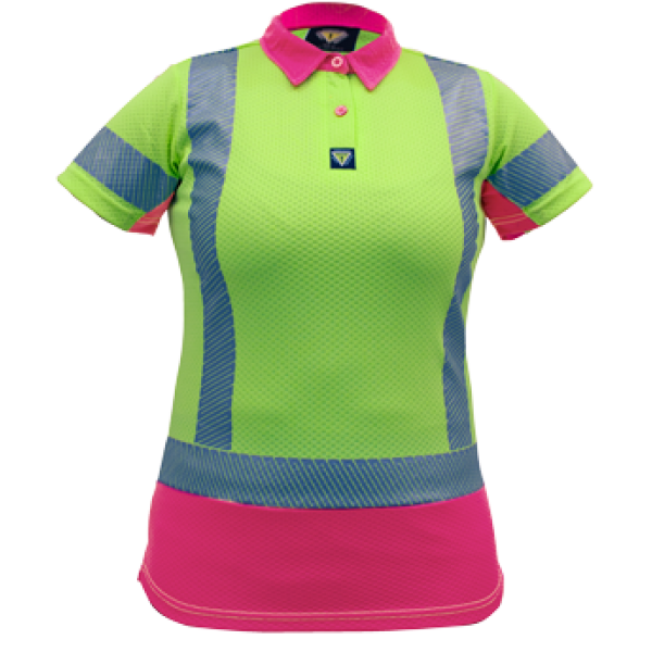 Polo D/N Womans Microvent Yellow/Pink Premium