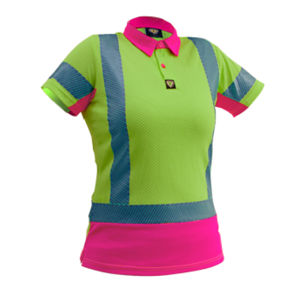Polo D/N Womans Microvent Yellow/Pink Premium - Image 2