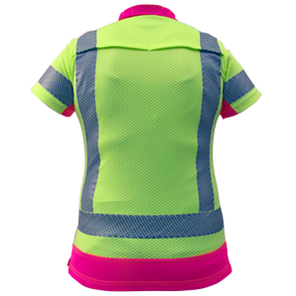 Polo D/N Womans Microvent Yellow/Pink Premium - Image 3