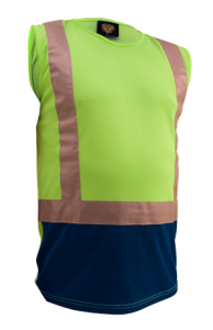 Singlet Caution Mocrofibre D/N Hi Vis Yellow/Navy or Orange/Navy