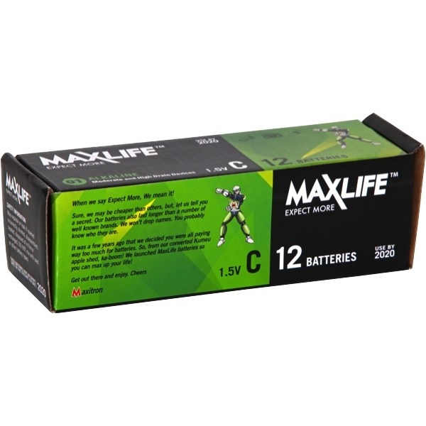 Batteries Maxlife C Alkaline 12pk