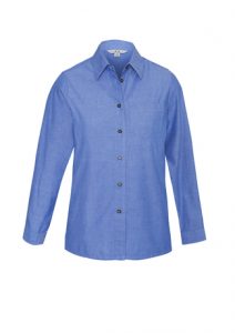 Ladies Wrinkle Free Chambray Long Sleeve Shirt