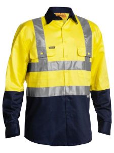 Bisley Shirt Drill Hi Vis H Pattern L/S