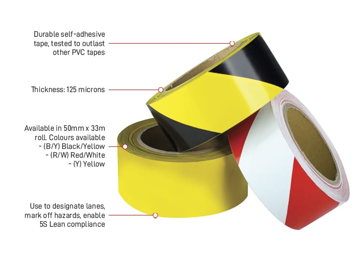 Floor Marking Tape Black/Yellow 50mmx33M By Esko - Image 2