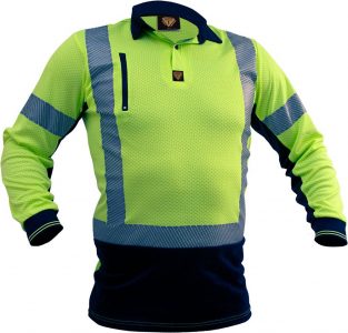 Polo Hi Vis D/N Long/Sleeve Microvent Premium Yellow / Black