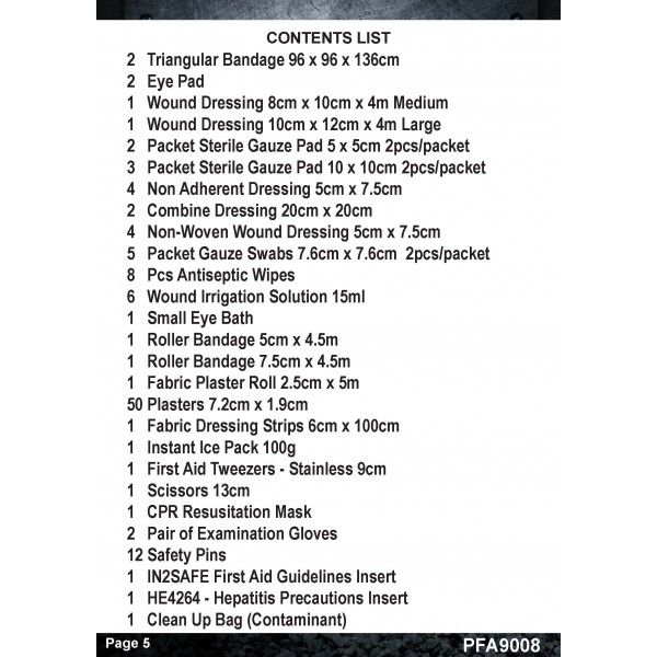 Industrial 1-5 First Aid Kit plastic box PFA9008 - Image 2