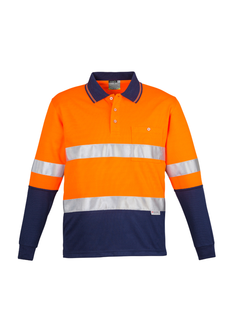 Syzmik Men's Hi Vis Spliced Polo Long Sleeve Hoop Taped - Image 3