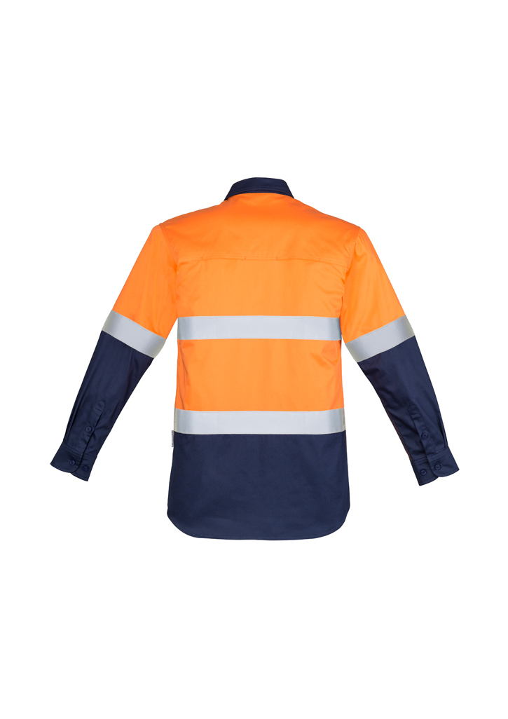 Syzmik Men's Hi Vis Closed Front L/S Shirt - Hoop Taped - Image 4