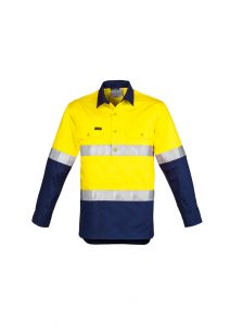 Syzmik Men’s Hi Vis Closed Front L/S Shirt – Hoop Taped