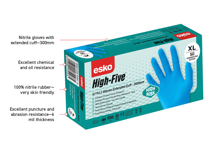 Esko Nitrile Disposable Gloves High Risk Nitrile 6mil Box 50 - Image 3