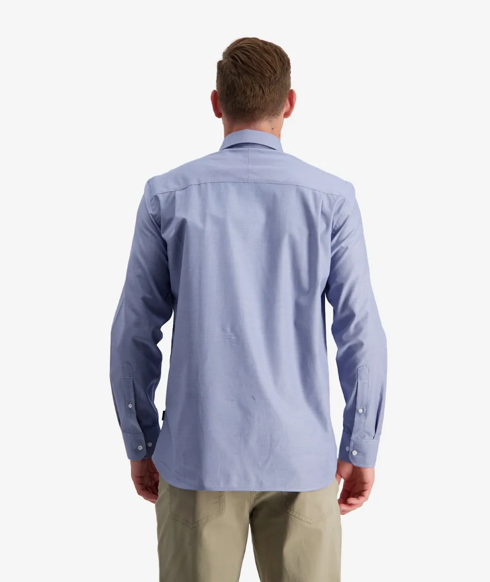 Swanndri Men's Barrington L/S Cotton Blue Houndstooth Shirt - Image 4