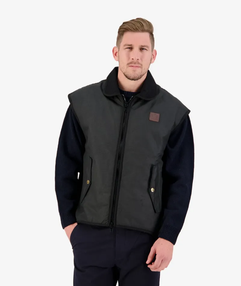 Swanndri Men's Foxton Wool Lined Oilskin Vest Brown - Image 2