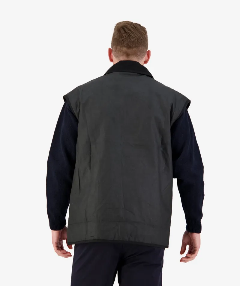 Swanndri Men's Foxton Wool Lined Oilskin Vest Brown - Image 3