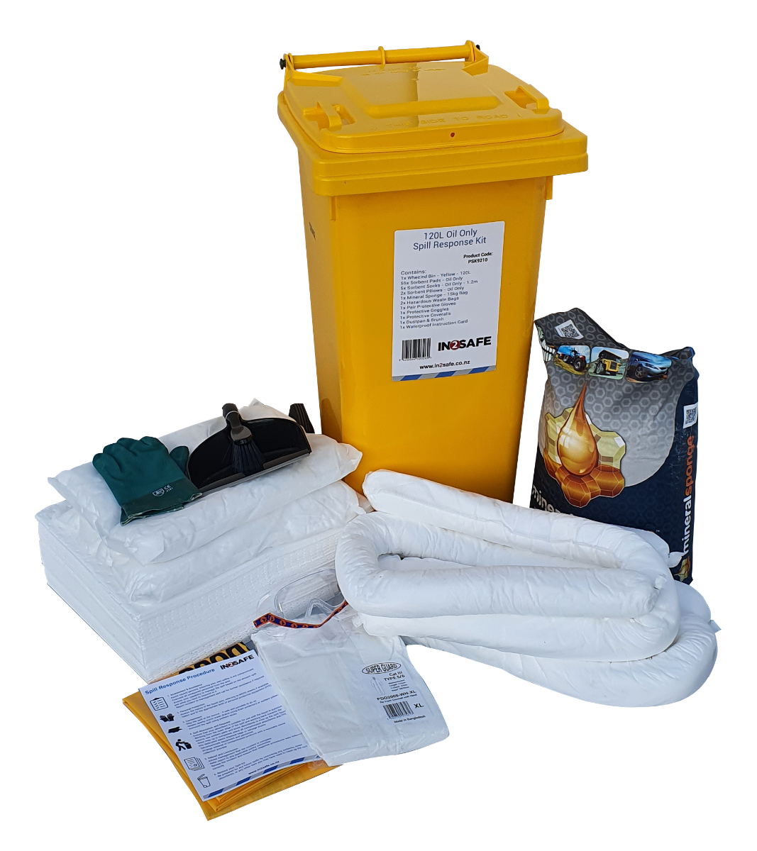 IN2SAFE Oil Only Spill Kit - 120L Mobile (Wheelie Bin)