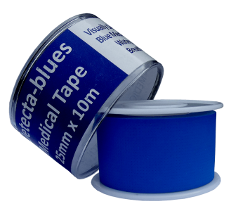 BLUE VISUALLY DETECTABLE TAPE 25mm x 10m