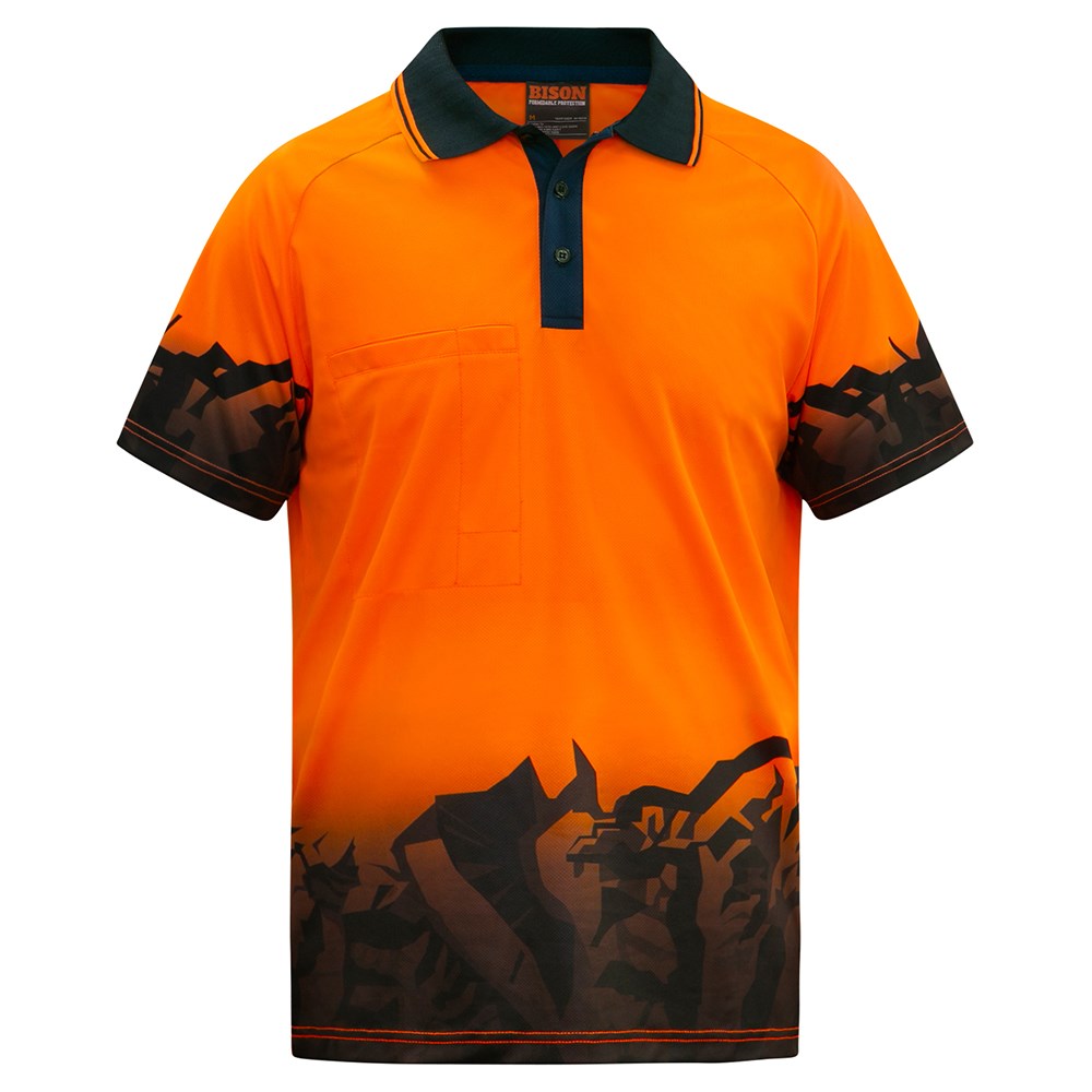 Bison Polo Day Only Polyester Mountain Peak Orange